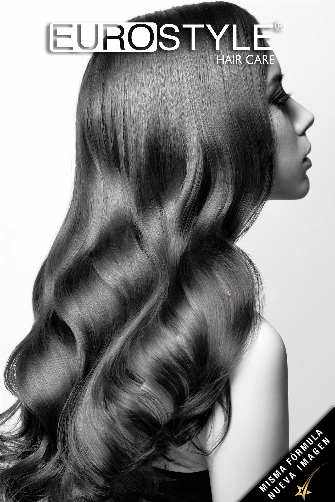 Cartel Eurostyle en blanco y negro con ondas suaves y brillantes
